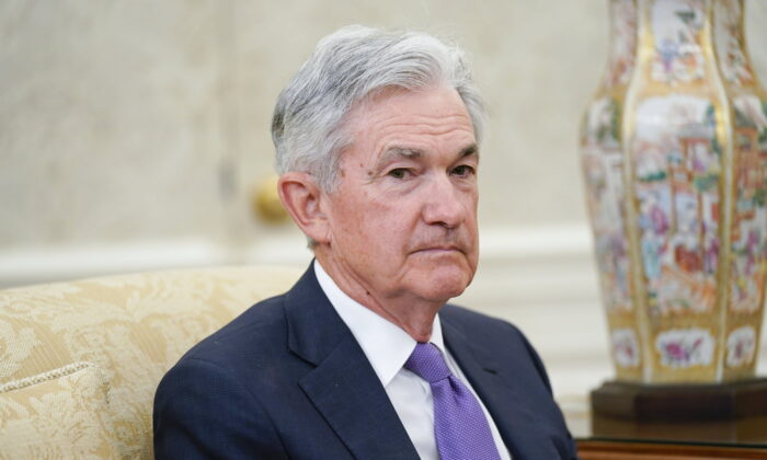 Federal Reserve Chairman Jerome Powell in the Oval Office of the White House on May 31, 2022. (Evan Vucci/AP Photo)