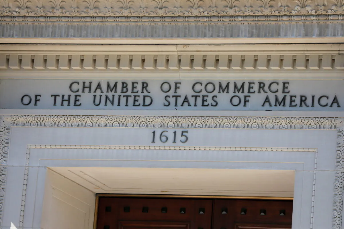 The U.S. Chamber of Commerce building is seen in Washington, D.C., on May 10, 2021. (Reuters/Andrew Kelly)