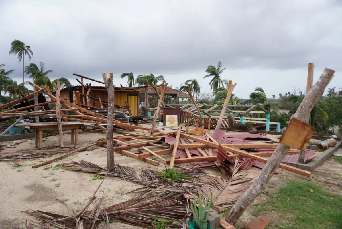 A damaged restaurant in the aftermath of Hurricane Agatha, in San Isidro del Palmar, Oaxaca state, Mexico, on May 31, 2022. (Jose de Jesus Cortes/Reuters)