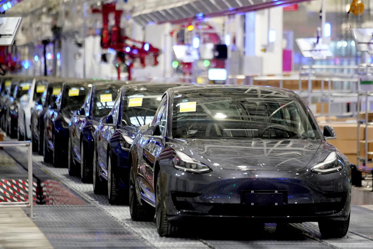 Tesla China-made Model 3 vehicles are seen during a delivery event at the carmaker's factory in Shanghai, China, on Jan. 7, 2020. (Reuters/Aly Song/File Photo)