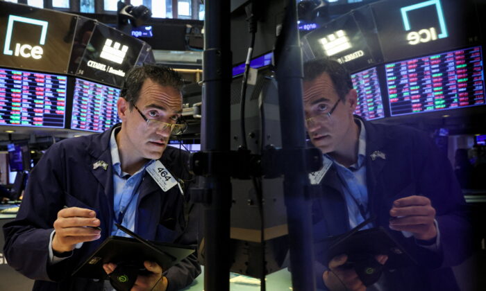 A trader works on the floor of the New York Stock Exchange (NYSE) in New York City, on June 7, 2022. (Brendan McDermid/Reuters)