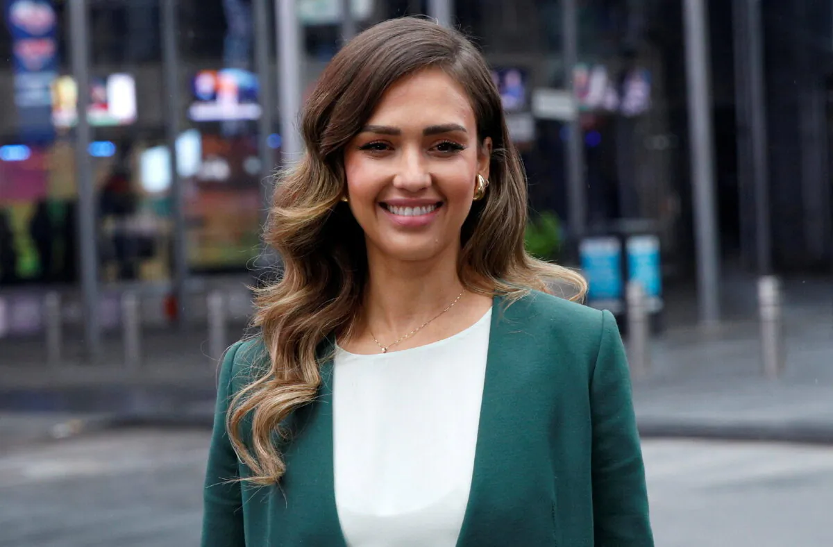 Jessica Alba, actor and businesswoman, poses during the IPO of The Honest Company at the Nasdaq Market site in Times Square, New York on May 5, 2021. (Brendan McDermid/Reuters)
