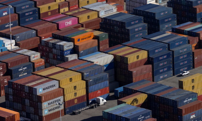 Shipping containers are seen at the container terminal of the port of Oakland, Calif., on Oct. 28, 2021. (Carlos Barria/Reuters)