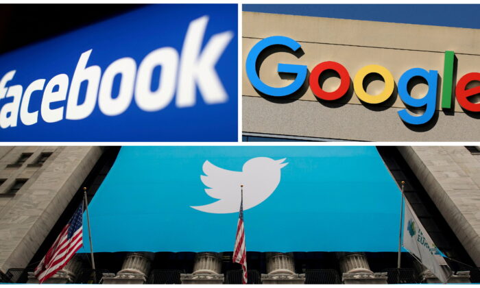 Facebook, Google, and Twitter logos are seen in this combination photo from Reuters files. (Reuters)