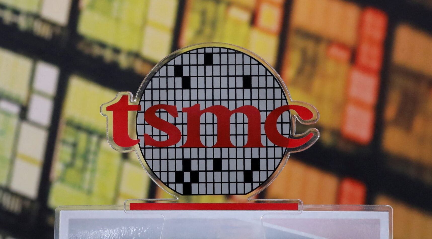 A logo of Taiwan Semiconductor Manufacturing Co (TSMC) is seen at its headquarters in Hsinchu, Taiwan