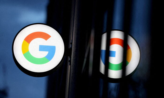 The logo for Google LLC is seen at the Google Store Chelsea in Manhattan, New York City, on Nov. 17, 2021. (Andrew Kelly/Reuters)