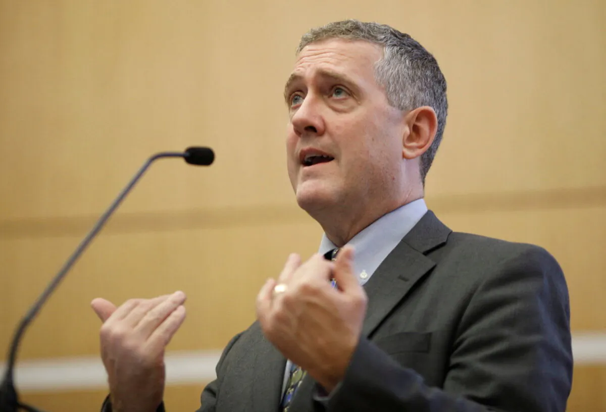 St. Louis Federal Reserve Bank President James Bullard speaks at a public lecture in Singapore, on Oct. 8, 2018. (Edgar Su/Reuters)