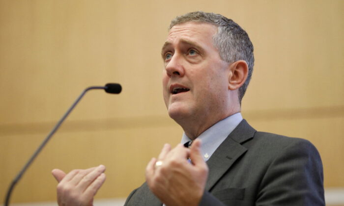 St. Louis Federal Reserve Bank President James Bullard speaks at a public lecture in Singapore, on Oct. 8, 2018. (Edgar Su/Reuters)