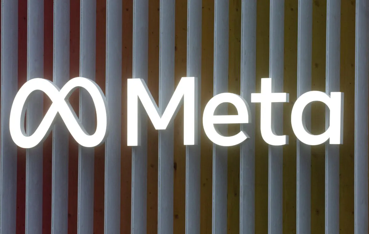 The logo of Meta Platforms in Davos, Switzerland on May 22, 2022. (Arnd Wiegmann/Reuters)