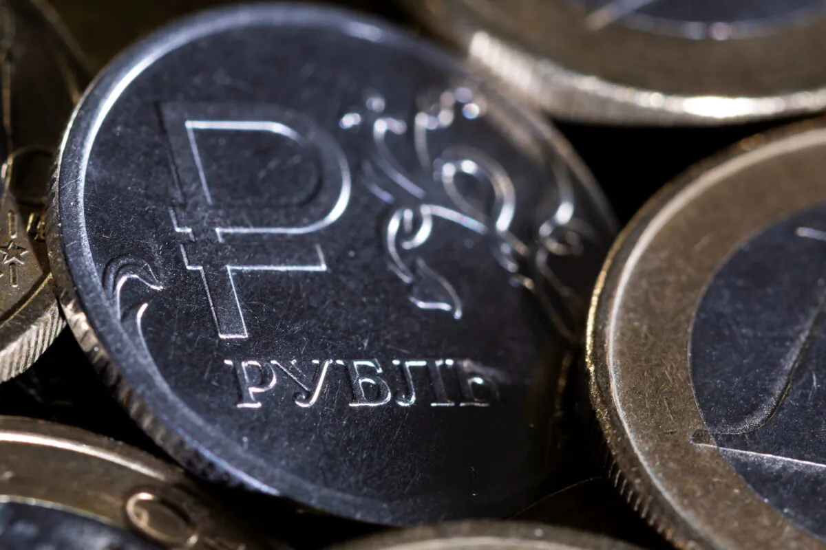 Russian rouble coin is seen in this illustration taken on April 7, 2022. (Dado Ruvic/Illustration/Reuters)
