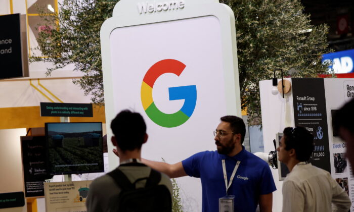 A logo of Google is seen at its exhibition space, at the Viva Technology conference dedicated to innovation and startups at Porte de Versailles exhibition center in Paris, France, on June 15, 2022. (Benoit Tessier/Reuters)