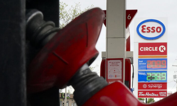 Gas prices are displayed in Carleton Place, Ontario on May 17, 2022. (The Canadian Press/Sean Kilpatrick)