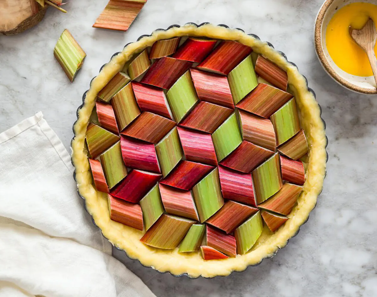 Tarte à la Rhubarbe from Frank Adrian Barron, author of Sweet Paris: Seasonal Recipes from an American Baker in France.” (Joann Pai/Harper Design/TNS)