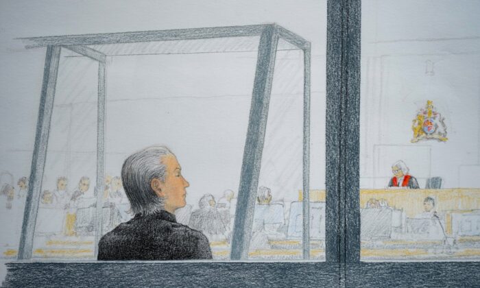In this courtroom sketch, Aydin Coban is pictured at B.C. Supreme Court, in New Westminster, B.C., on June 6, 2022. (The Canadian Press/Jane Wolsak)