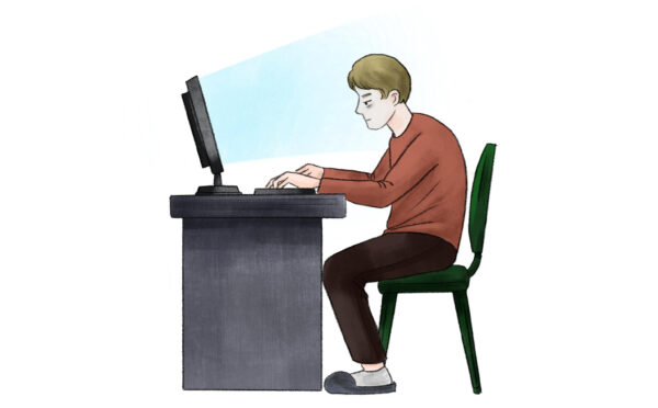illustration of man at computer