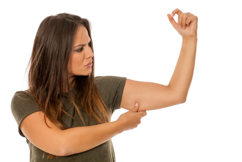 When muscle is lost, fat and fibrous tissue will rush in to take its place, creating extra loose skin, leading to the development of the notorious “bat wings” under our arms.  (Shutterstock)