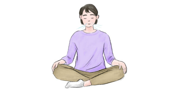 an illustration of someone sitting and breathing properly