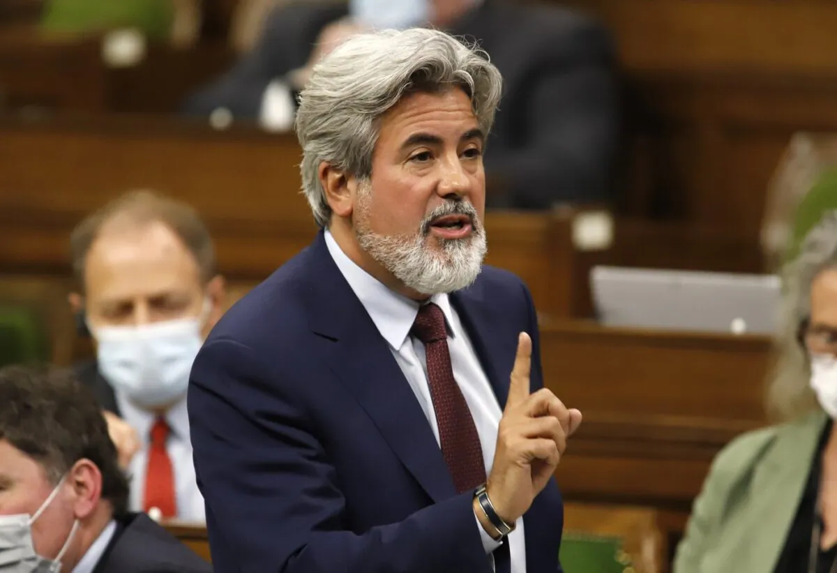 Canadian Heritage Minister Pablo Rodriguez rises during Question Period in the House of Commons on Parliament Hill in Ottawa on May 16, 2022. (The Canadian Press/ Patrick Doyle)
