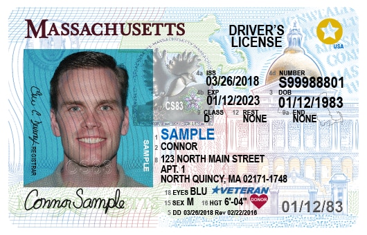 A sample Masschussets driver's license. (Public Domain)
