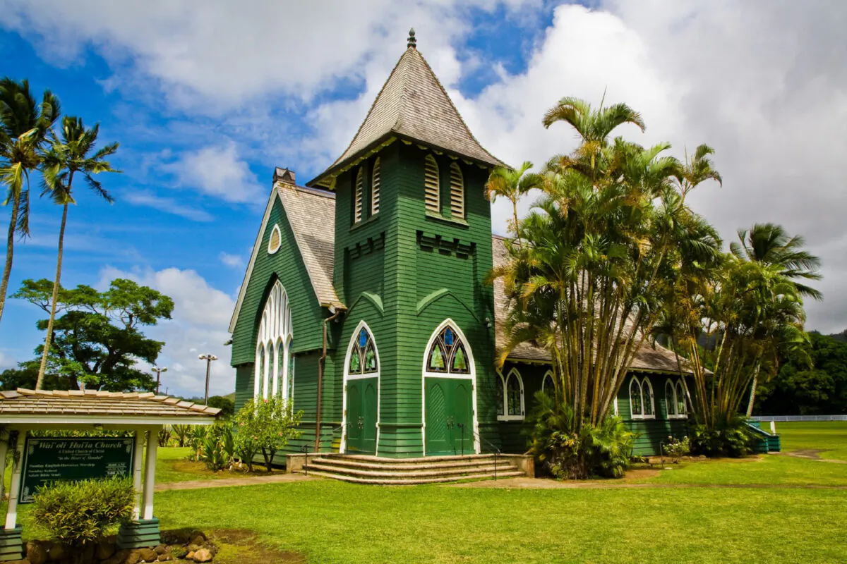 The Waioli Church and Mission House in Hanalei on the Island of Kauai, Hawaii, is the first place missionaries came in 1834.  (Photo courtesy of Kauai Visitors Bureau)