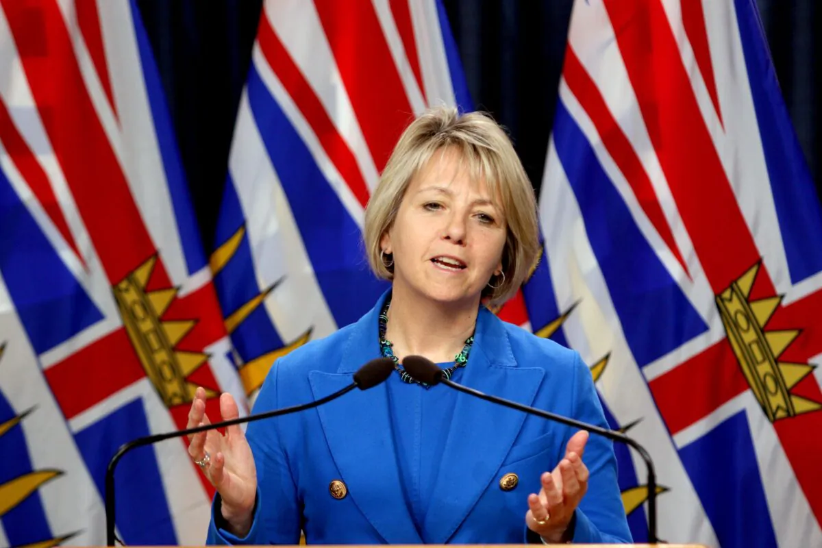 B.C. Provincial Health Officer Dr. Bonnie Henry provides the latest update on the COVID-19 pandemic during a press conference at the legislature in Victoria on Oct. 22, 2020. (The Canadian Press/Chad Hipolito)