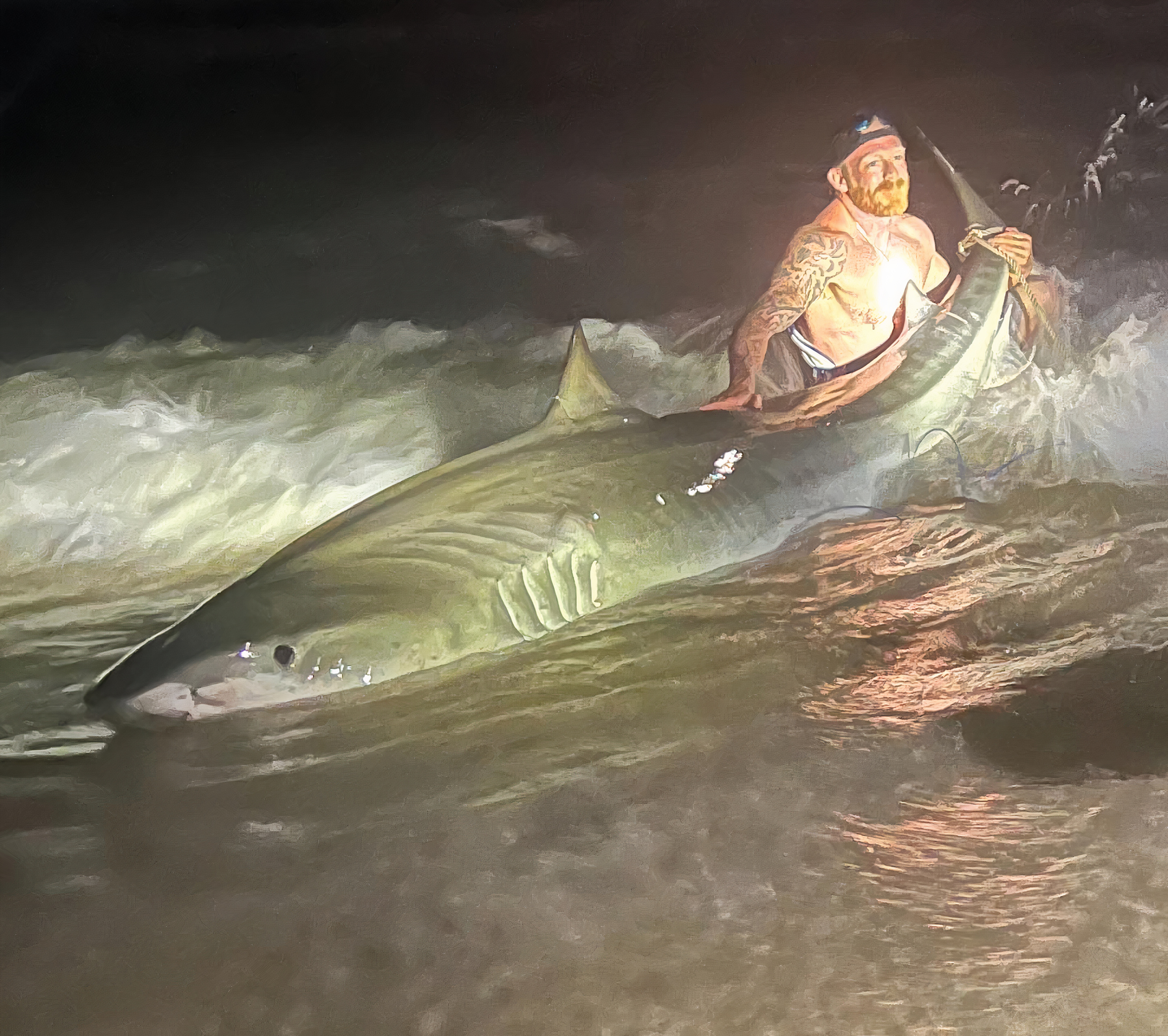 Monster tiger shark caught at North Topsail Beach