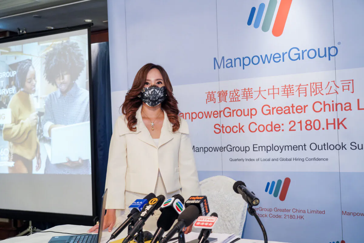Lancy Tsui Yuk Shan (featured in photo), Vice President of ManpowerGroup Greater China Ltd., believes the digital transformation boom will push up demand for innovation and technology talents.
(Adrian Yu/The Epoch Times)
