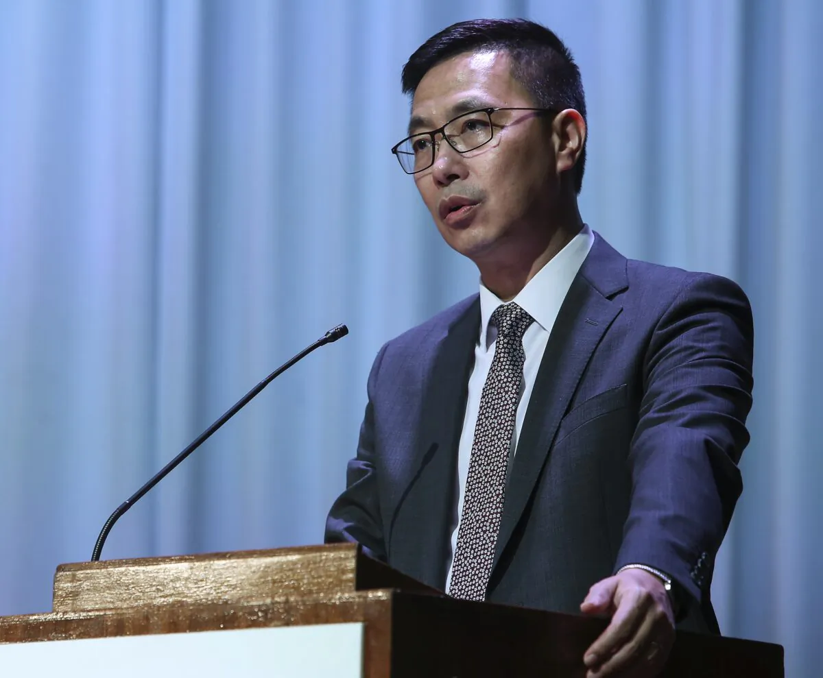 Secretary for Education Kevin Yeung speaks at the Hong Kong Management Association K S Lo College in Tin Shui Wai, Hong Kong, on Jul. 12, 2017. (Edmond So/South China Morning Post via Getty Images)