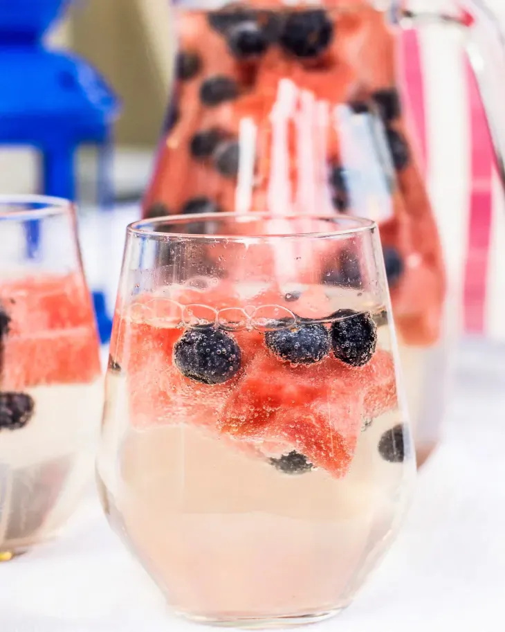 Perky blueberries and star-shaped slices of watermelon bob festively in the drink. (Courtesy of Coco Morante/TNS)