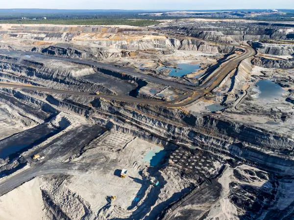 Aerial view of the open cut coal mine at Muja, near Collie in Western Australia. (Philip Schubert/Adobe Stock)