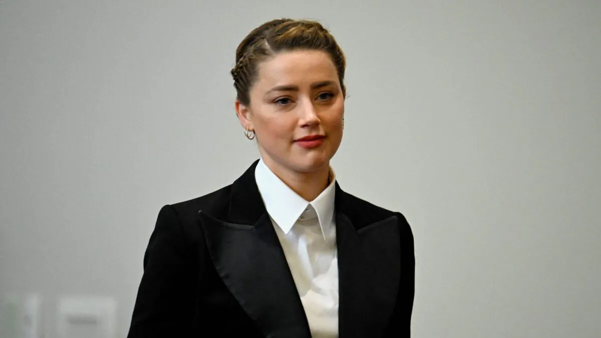 Actress Amber Heard arrives in the courtroom at the Fairfax County Circuit Court in Fairfax, Va., on May 3, 2022. (Jim Watson/POOL/AFP via Getty Images)
