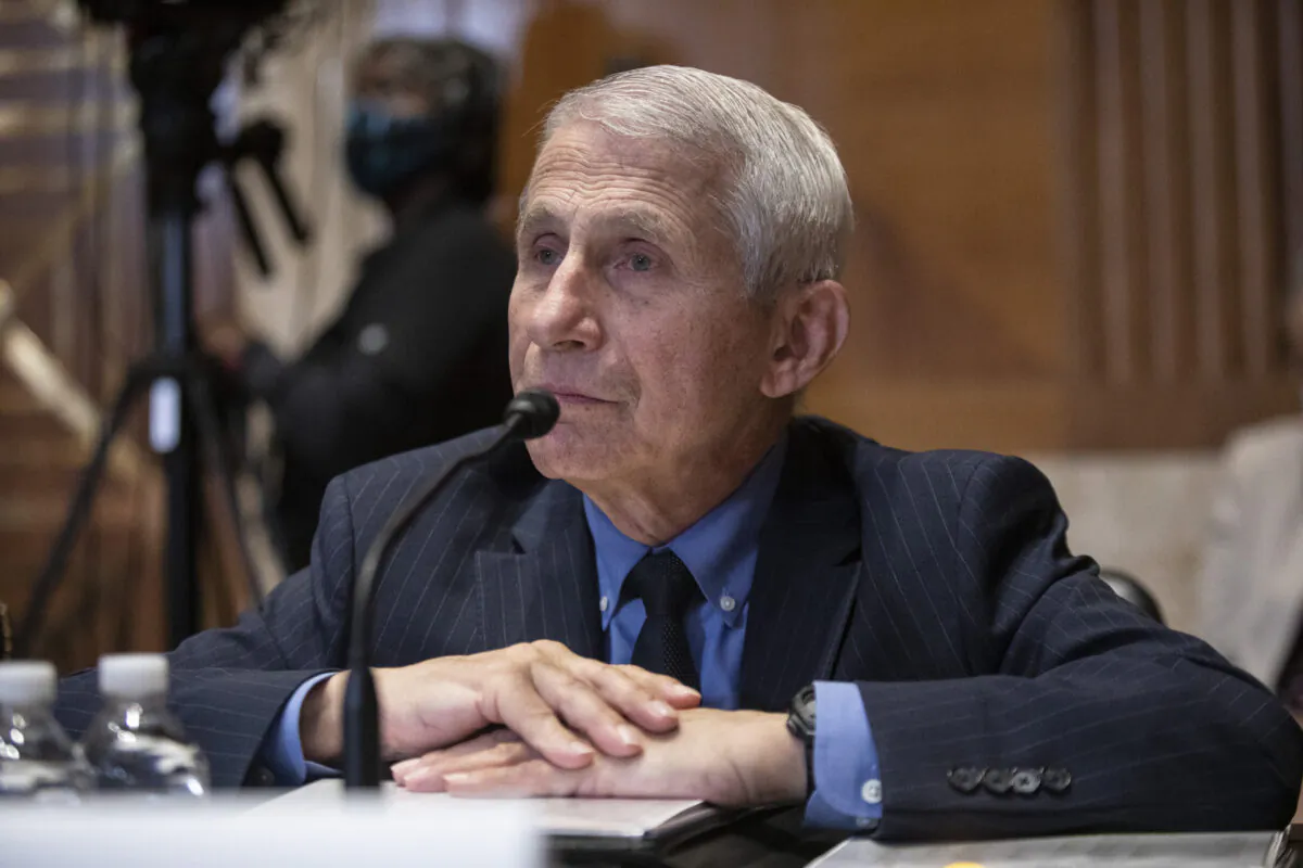 Dr. Anthony Fauci, director of the National Institute of Allergy and Infectious Diseases testifies during a Senate Appropriations Subcommittee on Labor, Health and Human Services, Education, and Related Agencies hearing on Capitol Hill in Washington on May 17, 2022. (Anna Rose Layden/Pool via Getty Images)