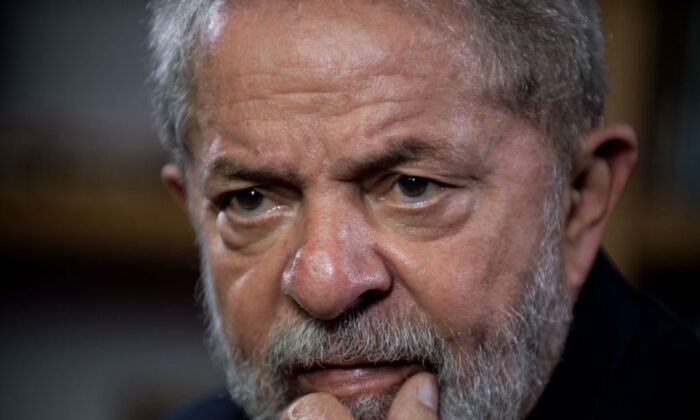 Former Brazilian president Luiz Inacio Lula da Silva gestures during an interview with AFP at Lula's Institute in Sao Paulo, Brazil, on March 1, 2018. (Nelson Almeida/AFP via Getty Images)