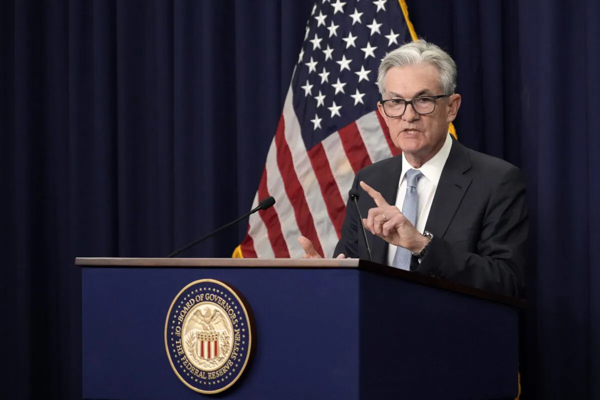 Federal Reserve Chairman Jerome Powell speaks during a news conference in Washington on June 15, 2022. (Drew Angerer/Getty Images)