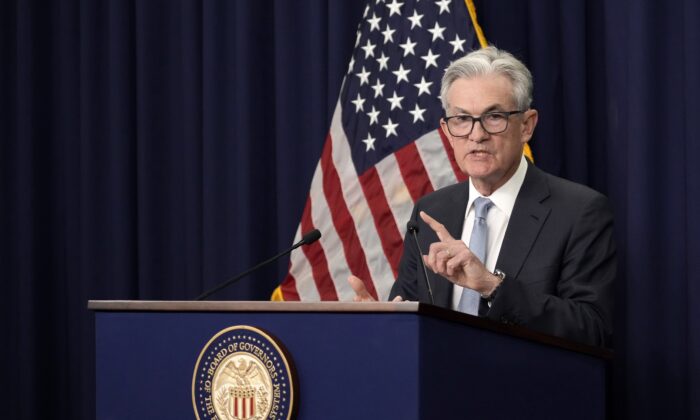 Federal Reserve Chairman Jerome Powell speaks during a news conference in Washington on June 15, 2022. (Drew Angerer/Getty Images)