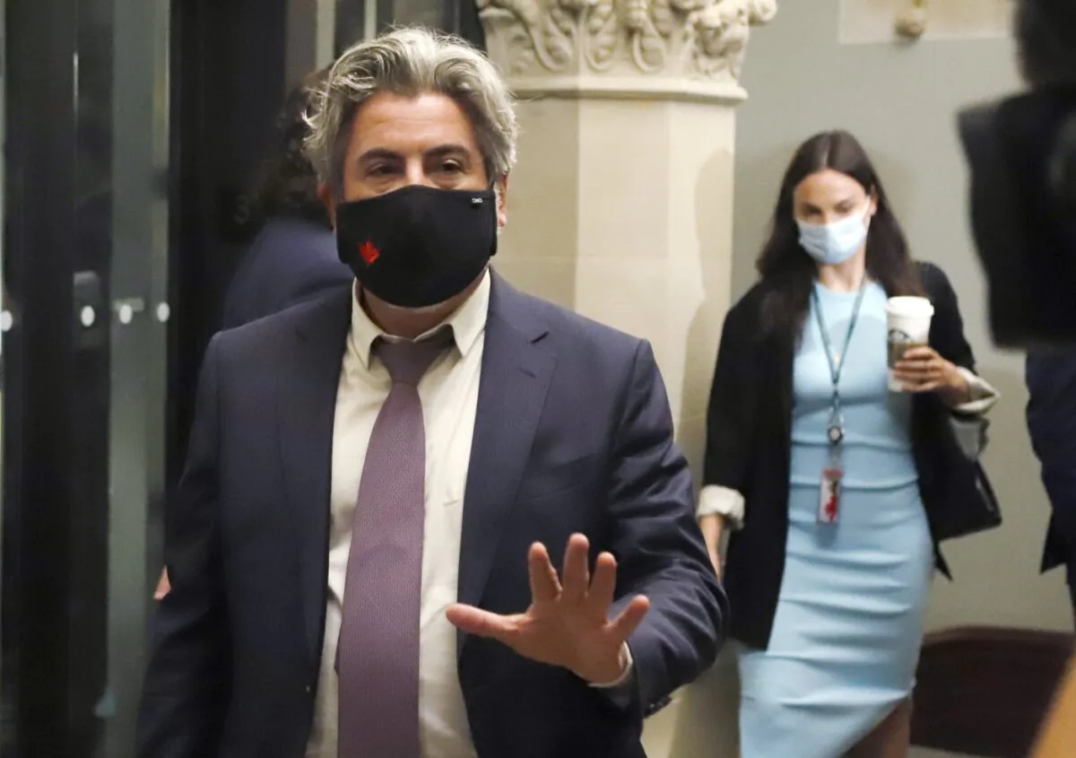 Minister of Canadian Heritage Pablo Rodriguez arrives at a cabinet meeting on Parliament Hill in Ottawa on June 14, 2022. (The Canadian Press/ Patrick Doyle)
