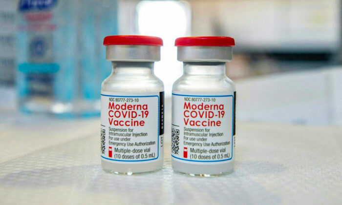 Vials of Moderna's COVID-19 vaccine in Bridgeport, Conn., in a file image. (Joseph Prezioso/AFP via Getty Images)