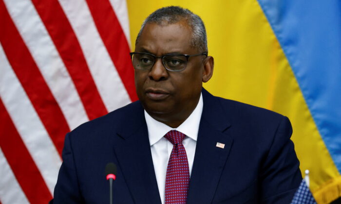 Defense Secretary Lloyd Austin attends the Ukraine Defense Contact group meeting ahead of a NATO defense ministers' meeting at the alliance's headquarters in Brussels, on June 15, 2022. (Yves Herman/Pool via Reuters)