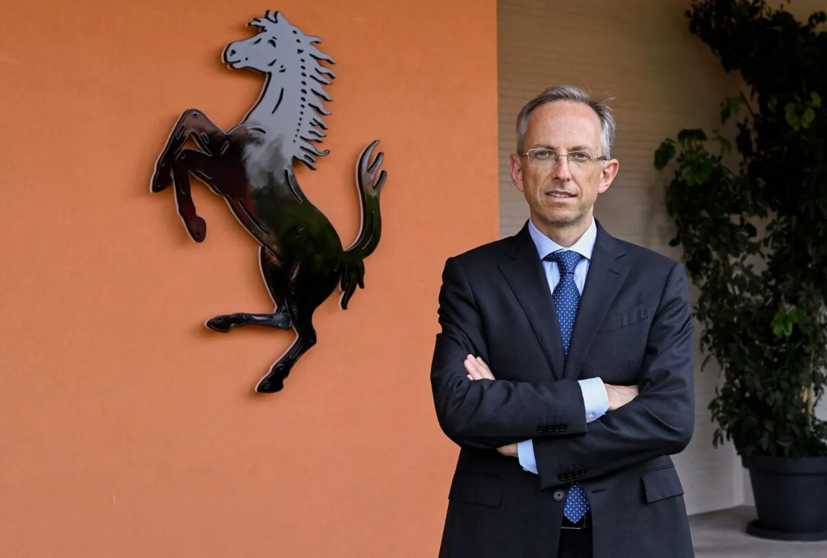 Ferrari CEO Benedetto Vigna poses for a photograph as Ferrari unveils a new long term strategy in Maranello, Italy, on June 15, 2022. (Flavio Lo Scalzo/Reuters)