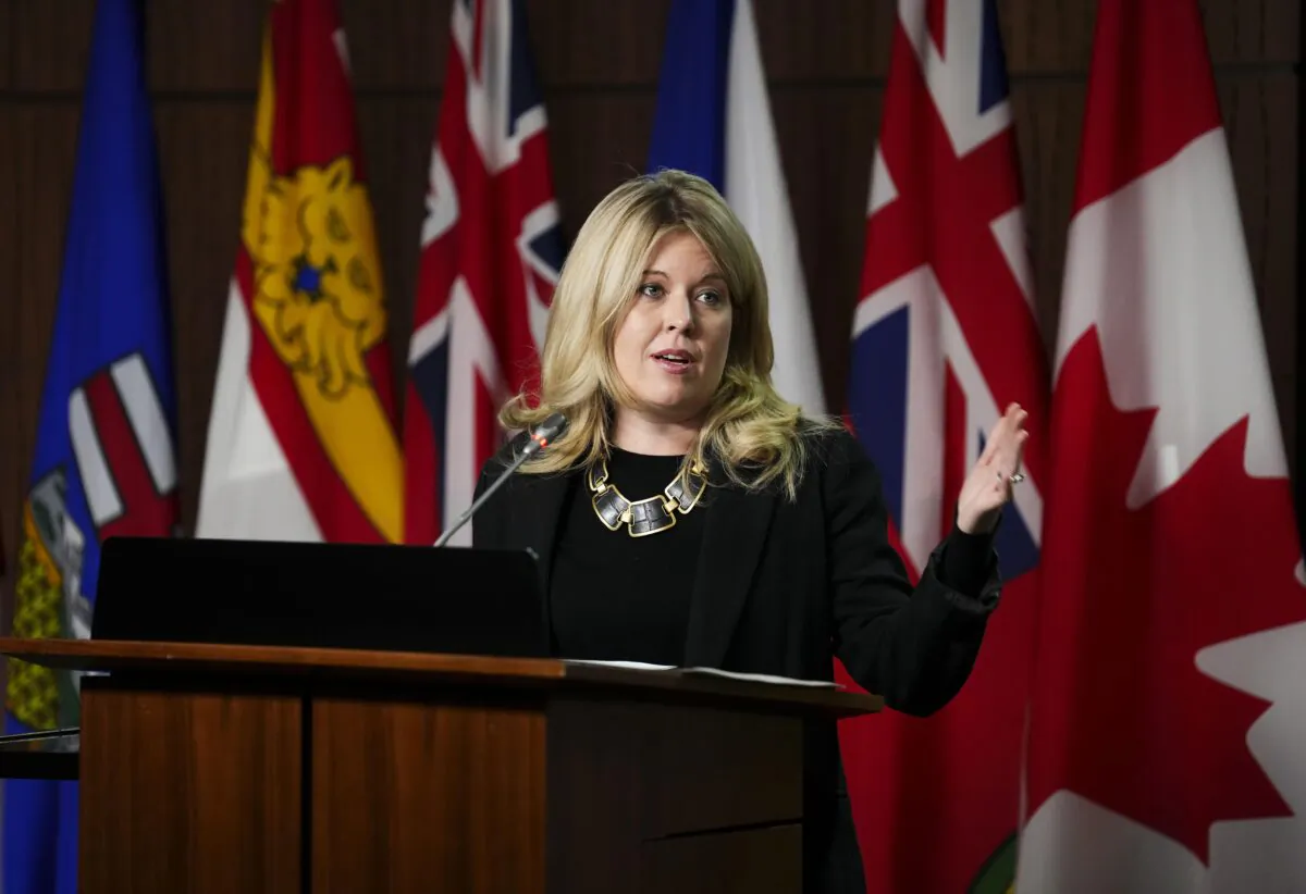 Conservative member of Parliament Michelle Rempel Garner holds a press conference on Parliament Hill in Ottawa on April 5, 2022. (Sean Kilpatrick/The Canadian Press)