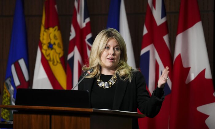 Conservative member of Parliament Michelle Rempel Garner holds a press conference on Parliament Hill in Ottawa on April 5, 2022. (The Canadian Press/Sean Kilpatrick)