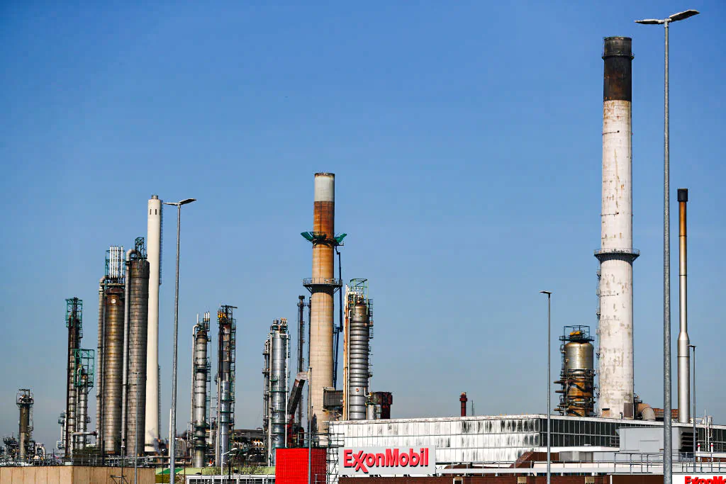 A general view of Exxonmobil refinery in the Port of Rotterdam in Rotterdam, Netherlands, on April 23, 2020. (Dean Mouhtaropoulos/Getty Images)