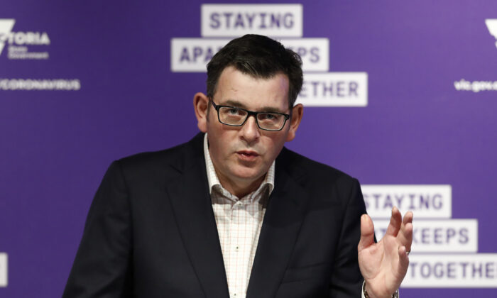 Victorian Premier Daniel Andrews speak to the media in Melbourne, Australia, on July 7, 2020. (Darrian Traynor/Getty Images)