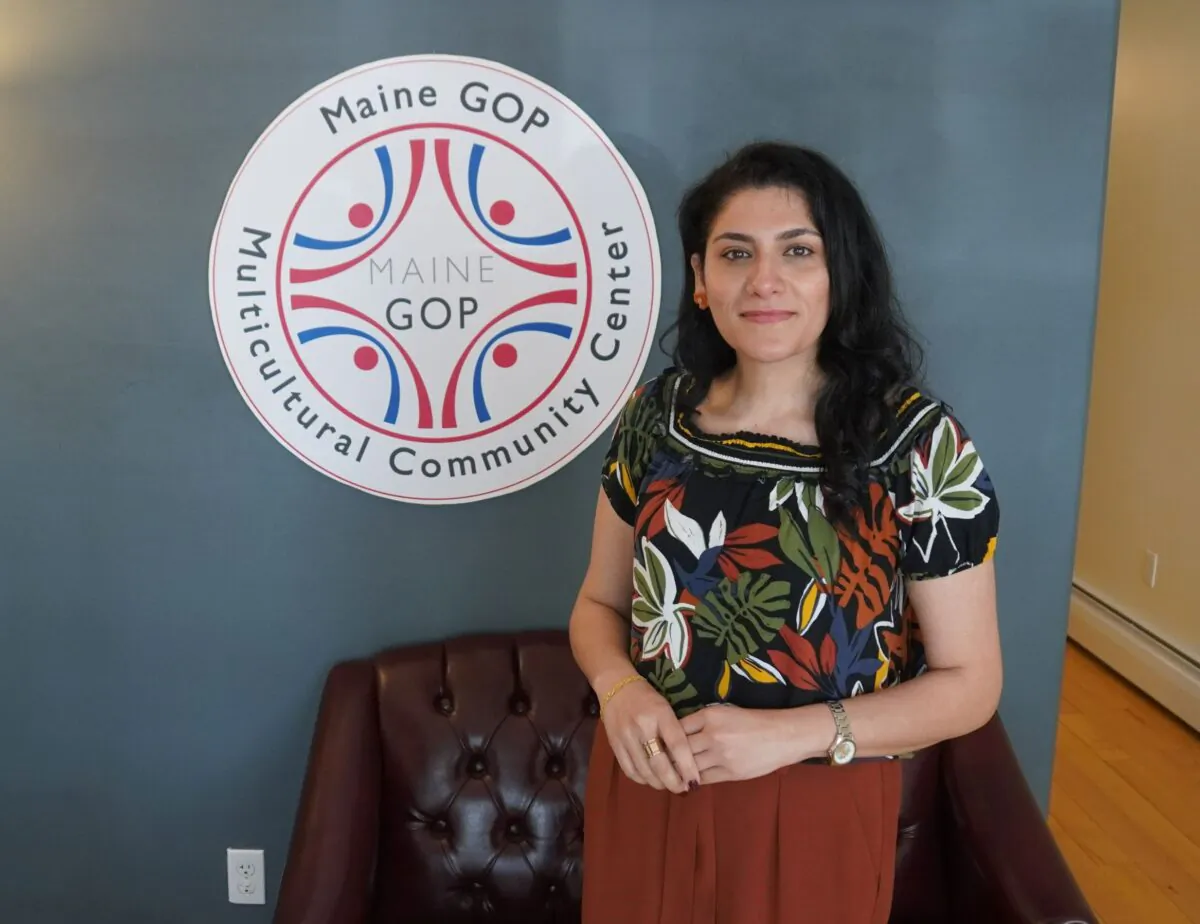 Chairwoman Suheir Alaskari at the Maine GOP Multicultural Community Center in Portland, Maine, on May 26, 2022. (Steven Kovac/The Epoch Times)