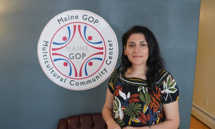 Chairwoman Suheir Alaskari at the Maine GOP Multicultural Community Center in Portland, Maine, on May 26, 2022. (Steven Kovac/The Epoch Times)