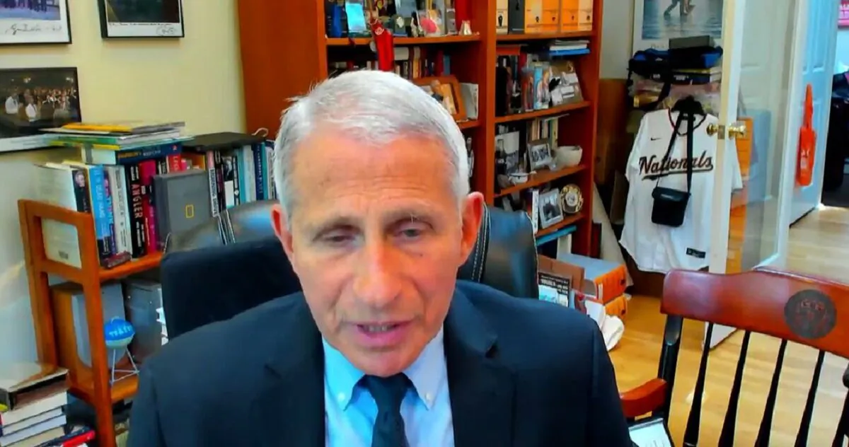 In this image from video, Dr. Anthony Fauci testifies to a Senate panel via remotelink on June 16, 2022. (The Epoch Times via the Senate Health, Education, Labor, and Pensions Committee)