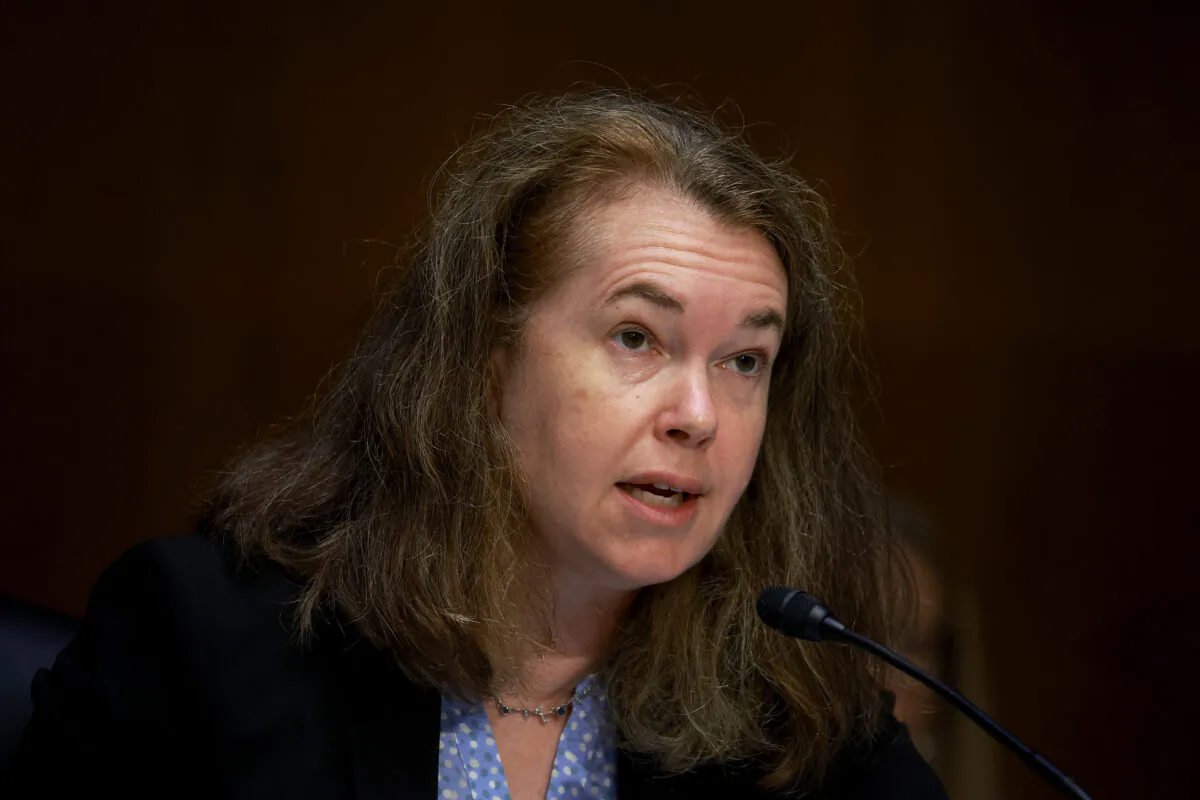 Dawn O'Connell, assistant secretary for preparedness and response at the Department of Health and Human Services, speaks during a Senate hearing on Capitol Hill in Washington on June 16, 2022. (Joe Raedle/Getty Images)