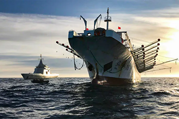 Illegal fishing by the Chinese Communist Party's (CCP) massive distant-water fishing fleets, including this side-trawler operating illegally in Argentina's territorial waters in May 2020, is plundering global fish stocks and destroying domestic and sports fishing industries across the Pacific, officials told a U.S. congressional panel during an Aug. 23–28 series of island hearings and meetings. (Handout/Argentina's Navy Press Office/AFP)