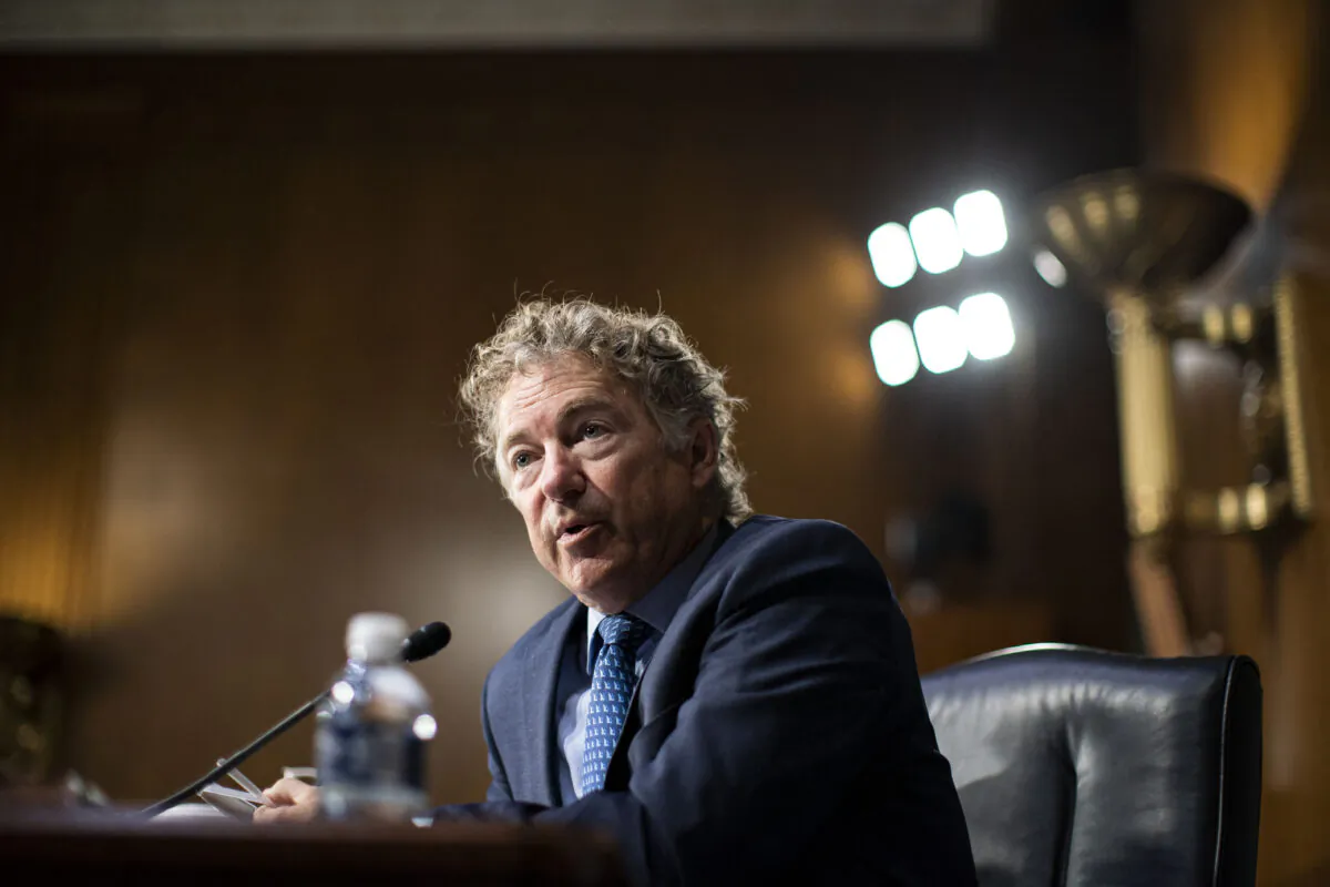Sen. Rand Paul (R-Ky.) speaks during a hearing in Washington in an April 26, 2022, file image. (Al Drago/AFP via Getty Images)
