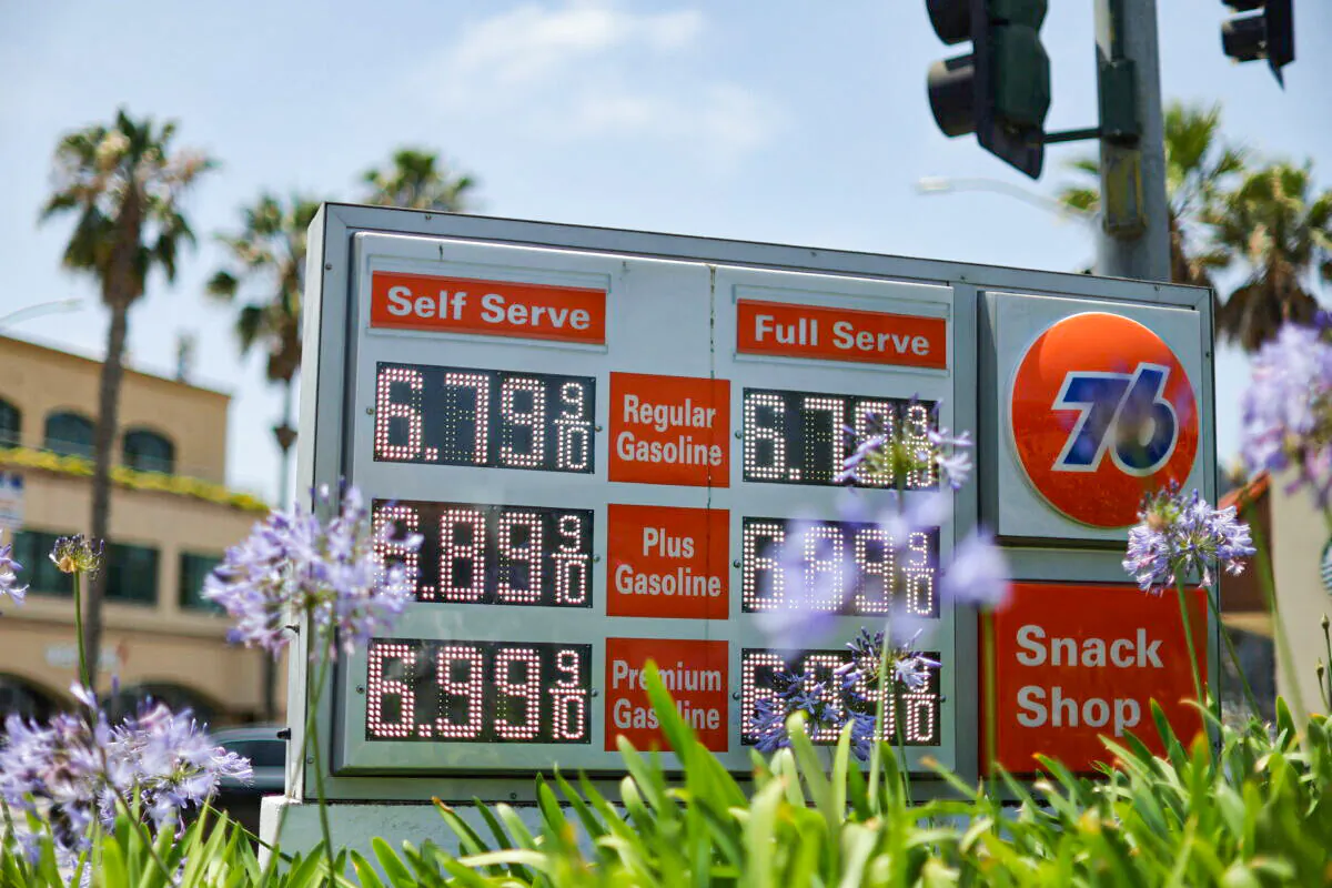 Gas prices over the $6.00 mark are advertised at a 76 Station in Santa Monica, Calif., May 26, 2022. (Lucy Nicholson/Reuters)